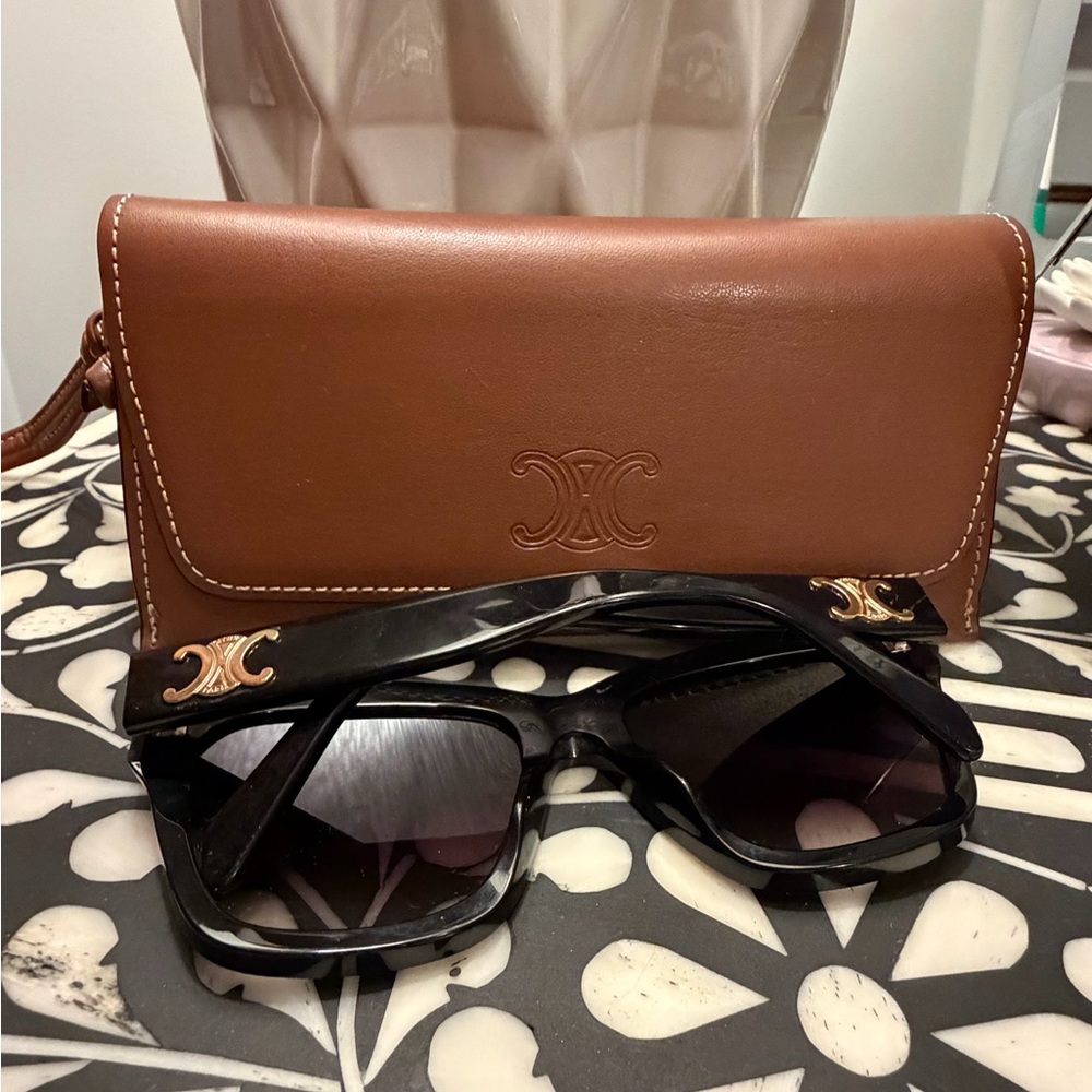 Celine Black Sunglasses with gold Accents